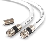 10m Kit Cable Coaxial TV RG6 avec Connecteurs - Antenne TV Numérique,Cable Internet Haut Débit,Câble Rallonge - Double Joint Torique en Caoutchouc Étanche et Connecteurs à Compression Blanc(Q70)