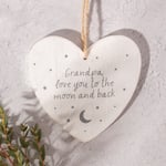 Grandpa I Love You To The Moon & Back Grandad Wooden Heart Hanging Decoration