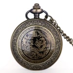 Montre de Poche, rétro Bronze Dragon modèle Design Montre de Poche Collier Pendentif Quartz Fob Montre Hommes Femmes Cadeaux