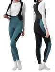 INBIKE Salopette de cyclisme pour femme d'hiver, pantalon de vélo de route avec fond de pantalon de cyclisme avec bretelles coupe-vent en molleton, salopette thermique avec poches pour VTT, anti-choc