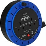 10M Blue Cassette Reel 13AM Extension Lead Multi Plug Mains Cable 4 Gang UK Plug