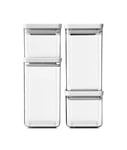 Brabantia - Kit de 4 bocaux carrés, 2x 0.7L and 2x 1.6L, Couvercle Gris Clair