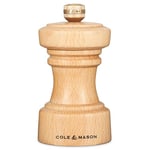 Cole & Mason H233051 Hoxton Natural Beech Salt Mill, Non Corroding Ceramic Mechanism, Compact Salt Grinder with Adjustable Grind, Beech Wood, 104mm, Seasoning Mill, Lifetime Mechanism Guarantee