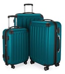 HAUPTSTADTKOFFER - Spree - Set de 3 valises, Bagages rigides, ABS, TSA, extensible, extra léger, 4 roues, (S M & L), Vert aqua