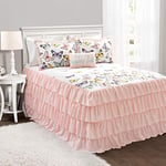 Lush Decor Pink Flutter Butterfly 4-Piece Bedspread Set, Cute Comforter (Full), Polyester