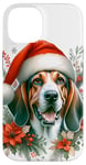 iPhone 14 Christmas American English Coonhound Dog Watercolor Artwork Case