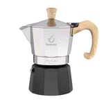 Forever Coffee Maker Miss Moka Woody 3-Cup Aluminum Wooden Handle