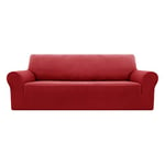 Deconovo 1 Pièce Housse Canapé Extensible avec Accoudoirs Housse de Canapé Confortable Jacquard 3 Place Revêtement de Canapé 185x83x89 CM Rouge