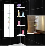 4 TIER WHITE ADJUSTABLE TELESCOPIC SHOWER BATH CADDY ORGANISER SHELF STORAGE 310