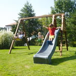 Soulet Trefle Infant & Child Triple Wooden Swing Set with Slide