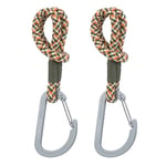 LÄSSIG Fixation pour poussette (2 pcs.) Mousqueton Crochet pour poussette Crochet pour faire les courses/Stroller Hooks Cord olive/red/vanilla