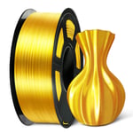 PLA Plus Shiny Silk 3D Printer Filament 1.75mm,Silk PLA+ Filament 1.75+/-0.02 mm Bobine 1KG pour imprimante 3D FDM (Or Clair)