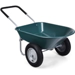 Costway - Brouette de Jardin 2 Roues Pneus Pneumatiques Ø35cm 75L Charge Max 100KG Résistante en Fer pour Jardinage/Maçonnerie Vert