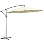 Outsunny Parasol déporté octogonal inclinable rabattable diamètre 3 m parasol de jardin avec pied en croix crème