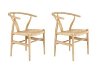 Lot de 2 chaises en teck et paille - Naturel - POGIANA