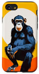 Coque pour iPhone SE (2020) / 7 / 8 Chimpanzé à l'horizon avec soleil dans le jeu de couleurs primate singe