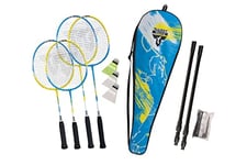 Talbot Torro Set de Badminton Family, Ensemble Complet, 2 Raquettes Junior 53 cm, 2 Raquettes Standard, 3 Volants, Filet Réglable en Hauteur, dans Un Sac, 449415