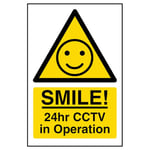 V Safety Panneau autocollant en vinyle « Smile! 24h CCTV In Operation » - 100 mm x 150 mm