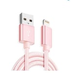 Cable Lightning pour iPhone 6S Plus-iPhone 5 SE-iPhone SE 2020 - Nylon Rose 3 Mètres - Yuan Yuan