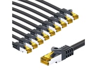 Rj45 Nätverkskabel S/Ftp (Pimf), 500 Mhz, Med Cat 7 Råkabel, 2 M, Svart, Set Om 10 St.