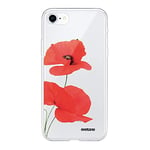 Evetane - Coque Silicone Compatible iPhone 7/8/ iPhone SE 2020/2022 - Protection Intégrale 360, Fine et Transparente - Coque Avant & Arrière - Haute Résistance - Coquelicot