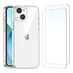 NEW'C Coque pour iPhone 13 Mini (5,4") Ultra Transparente Silicone en Gel TPU Souple et 2 × Verre trempé pour iPhone 13 Mini (5,4") Film Protection écran