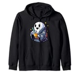 Ghost Drinking Bubble Tea Japanese Kimono Zip Hoodie