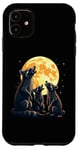 Coque pour iPhone 11 3 ratons laveurs hurlant à la lune Raton laveur drôle