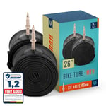 Alphatrail MTB Bicycle Inner Tube Rick 26 Inch SV Presta Valve 2x Set with Mobility Guarantee I Compatible Bike Tyres Continental, Conti, Schwalbe, Maxxis, Michelin, WTB & Vittoria Bike Tube