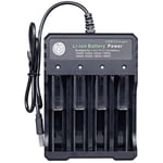 Fei Yu - Chargeur de Batterie 18650 Universel Chargeur de Piles avec Indicateur led 4 Slot usb Chargeur Pile pour Li-ION Pile au Lithium