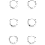 3 par 925 silver creoler för kvinnor, små creoler set kvinnor silver örhängen flickor allergivänliga 8mm, 10mm, 12mm