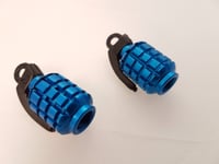 POSH - Bicycle/Motorbike/Car Tyre caps - Blue Hand Grenade 2pkt