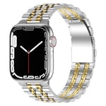 Anlinser Metal Strap Compatible with Apple Watch Straps 46mm 45mm 44mm 42mm 41mm 40mm 38mm, Adjustable Stainless Steel Band for iWatch Ultra 2 Series 10/9/8/7/6/5/3,SE (42/41/40/38, Silver Gold)