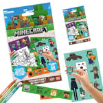 Minecraft by Bladez Toyz Sticker Set with Over 50 Stickers - 1 Pack - Stickers for Children - Creative Fun for Kids - Perfect for Party Bags & Gifts - Includes Character Cards & Colouring Pages