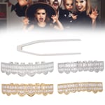 Teeth Set Hip Hop Teeth Grills Iced Out Teeth Decoration For Men Women(Golde RHS