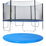 Trampoline ø 244/305/366/426 cm Set complet Filet de sécurité + Bâche de protection + Echelle + Coussin Jardin Jeux ø 366cm