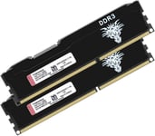 Ram DDR3 8go (2x4go) 1600MHz PC3-12800 Udimm CL11 Non-ECC Unbuffered 1.5V 2Rx8 Double Rang 240 Pin Mémoire Ram Barette Kit pour Ordinateur de Bureau (Noir)