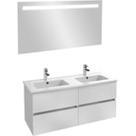 Meuble double vasque 120 cm Jacob Delafon Tolbiac blanc + miroir led