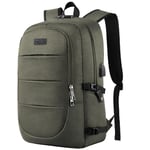 AMBOR Sac à Dos Ordinateur Portable, Sac à Dos de Voyage Imperméable 17.3 Pouces avec USB Charging Port,Antivol Sac à Dos d'affaires Fonctionnel Sac a Dos PC Portable pour Loisir (Vert)