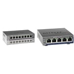 NETGEAR 8-Port Gigabit Smart Managed Plus Switch with 5-Port Gigabit Smart Managed Plus Switch, Prosafe Lifetime Protection