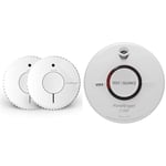 FireAngel Optical Smoke Alarm with 10 Year Sealed For Life Battery, FA6620-R-T2 (ST-622 / ST-620 replacement, new gen) - Twin Pack, White & ST-750T Thermoptek Smoke Alarm