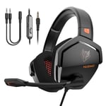 Casque de jeu supra-auriculaire Pilotes de 50 mm Casque antibruit avec micro écouteur de jeu filaire 3,5 mm pour téléphone portable PS4 PC, Noir