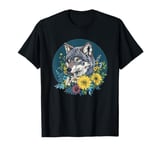 Wild Floral Wolf Surrounded By Blossoms T-Shirt