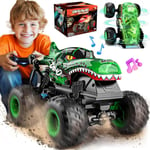 REMAKE Monster Truck Leksaker, 2.4GHz RC Monster Trucks för Pojkar, 1:20 Dinosaurie RC Bilar med Ljus och Musik, Fjärrstyrd Stuntbil, 360° Rota...