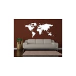 Sticker mural Carte du monde - Couleur: Blanc, Dimension: 120cm x 210cm