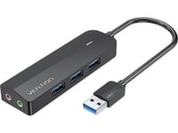 Usb 3.0 Hub With 3 Ports, Sound Card And Power Supply Vention Chibb 0.15M Black