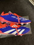 UK Size 8.5 , Adidas Predator Elite Tongue FG - Lucid Blue/Ftwr White/Solar Red