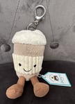 NEW Jellycat Amuseable Coffee To Go Bag Charm Keyring Key Chain Beige Plush BNWT