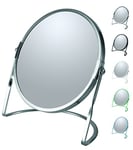 Spirella Miroir de Maquillage à Poser Miroir de beauté Miroir cosmétiques Double Face Miroir de courtoisie pivotant „Akira“ grossissement x5 - Argent satiné