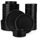 Vancasso 18/36 Piece Black Ceramic Plate Sets Stoneware Dinner Set Elegant Dinne